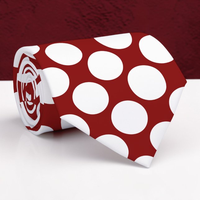 Dark Red Jumbo Polka Dots Custom Necktie (Creator Uploaded)