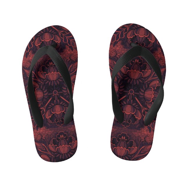 Dark red kid's flip flops (Footbed)