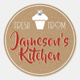 Dark Red Kraft Paper Rhinestone Cupcake Label