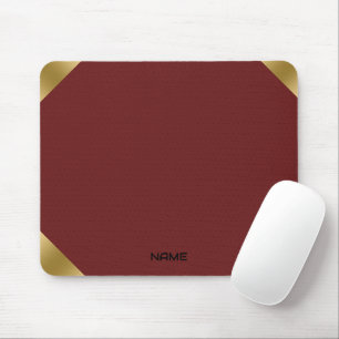 Dark red leather image print with gold accents mouse mat