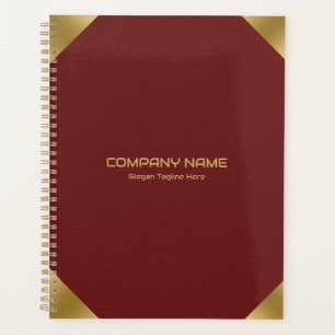 Dark red leather image print with gold accents Planner