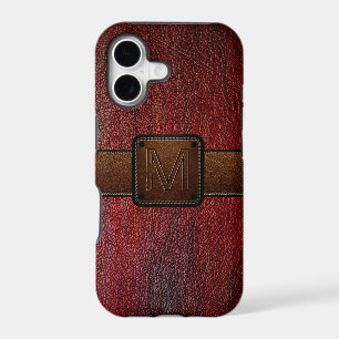 Dark red leather look brown tag