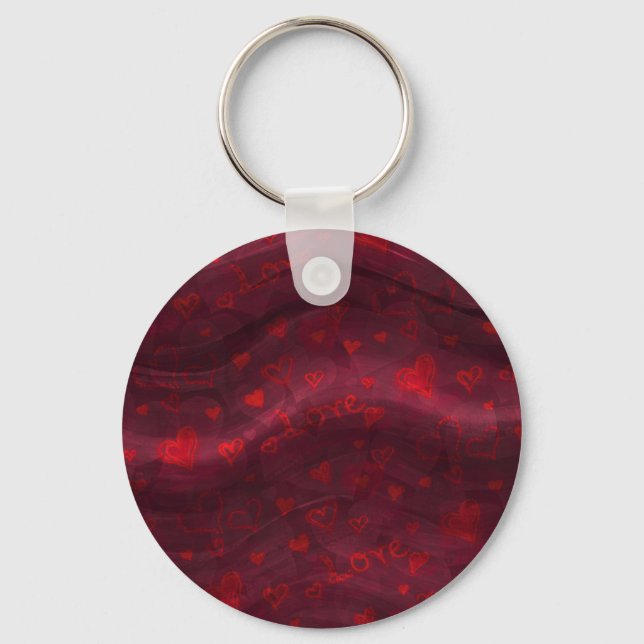 Dark Red "Love" Keychain (Front)