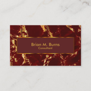 Dark Red Marble and Metallic Gold Design Business Card