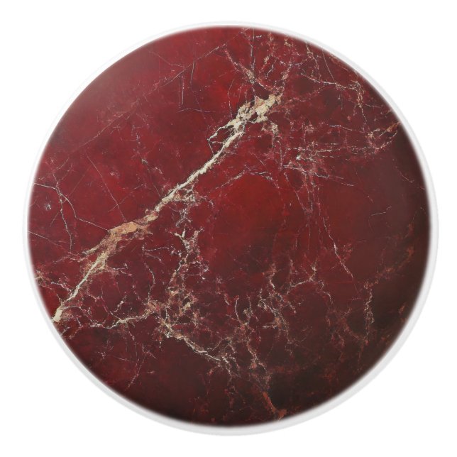 Dark Red Marble Pattern Ceramic Knob (Front)