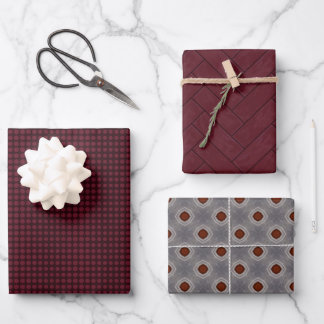 Dark Red Masculine Set Wrapping Paper Sheet