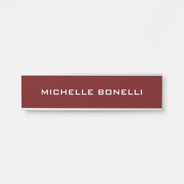 Dark Red Minimalist Plain Modern Door Sign (Front)