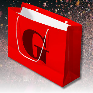 Dark Red Modern Letter Monogram   Red   Large Gift Bag