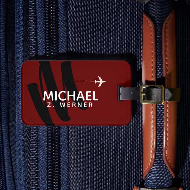 Dark Red Monogram luggage tag (Front Insitu 4)