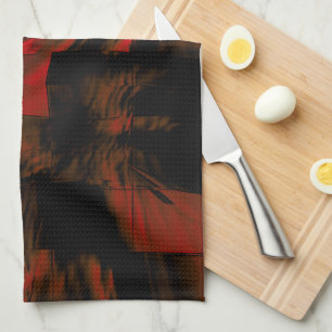 Dark red mosaic with lightly carved and satin thr tea towel