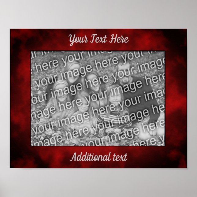 Dark Red Mottled Frame Create Your Own Photo  Poster (Front)