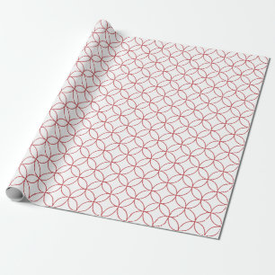 Dark Red on White Overlapping Circles Wrapping Paper
