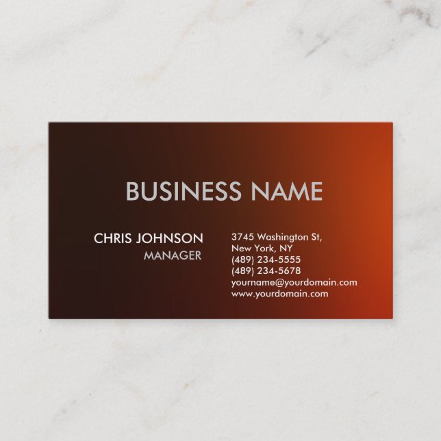 Dark Red Orange Plain Modern Business Card (Front)