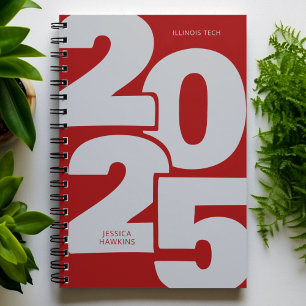 Dark Red Overlapped Year Spiral Weekly Planner