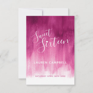 Dark red pink abstract art sweet 16 RSVP card