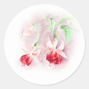 Dark red & pink fuchsia flower art wedding sticker