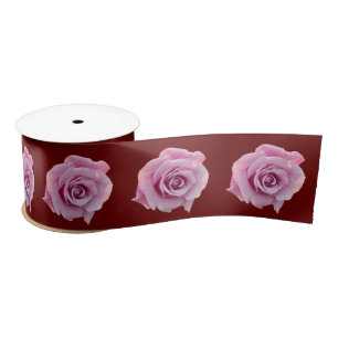 Dark red pink rose satin ribbon