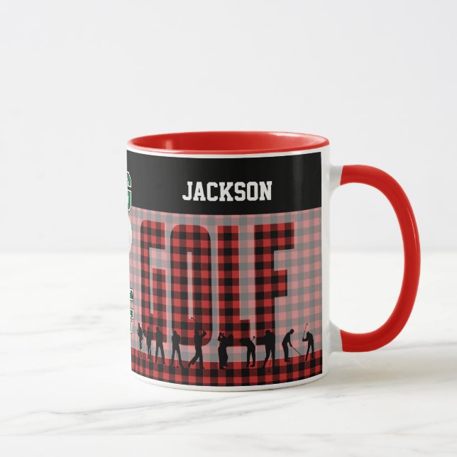 Dark Red Plaid Golf / DIY Background Colour Mug (Right)