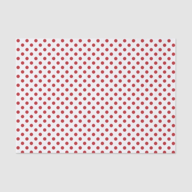Dark Red Polka Dot on White Tissue Paper (Front)
