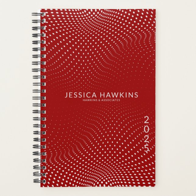 Dark Red Pop Dots Year Weekly Planner (Front)