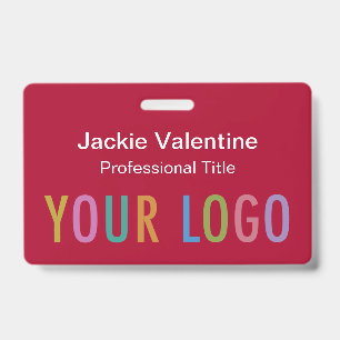 Dark Red PVC Name Badge with Clip Reel or Lanyard ID Badge