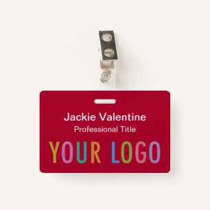 Dark Red PVC Name Badge with Clip Reel or Lanyard ID Badge