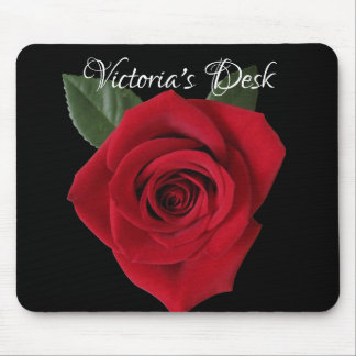 Dark Red Rose Desk Mousepad