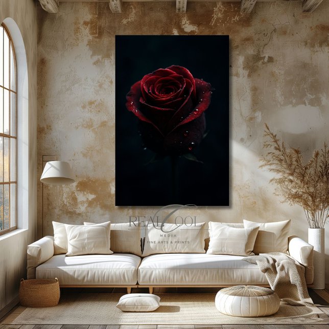 Dark Red Rose Elegant Nature Photography Art Canvas Print (Creator Uploaded)