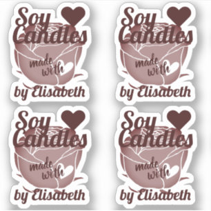 Dark Red Rose Graphic Made with Heart Soy Candles