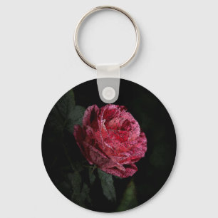 Dark Red Rose Key Ring