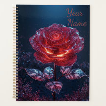 Dark Red Rose Planner