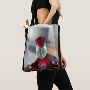 Dark red rose tote bag