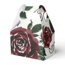 Dark Red Roses Floral Favour Box