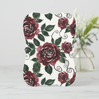Dark Red Roses Floral Flat Menu