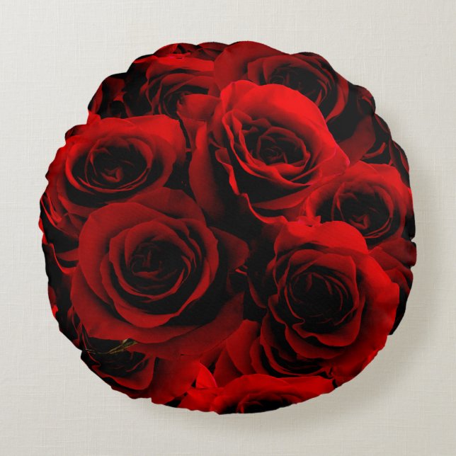 Dark Red Roses For you Round Cushion (Front)