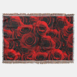 Dark Red Roses For you Throw Blanket