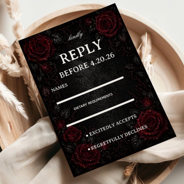 Dark Red Roses Guest RSVP Card (Creator Uploaded)