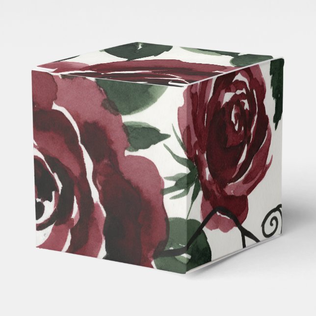 Dark Red Roses Square Favour Box (Front Side)
