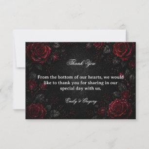 Dark Red Roses Thank You Card