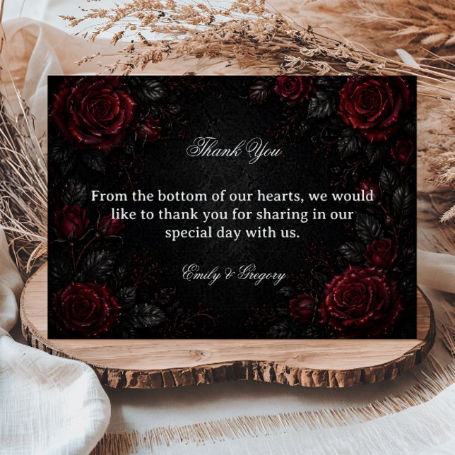 Dark Red Roses Thank You Card (Creator Uploaded)