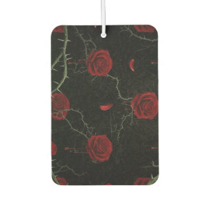 Dark Red Roses Thorns Gothic Pattern Car Air Freshener