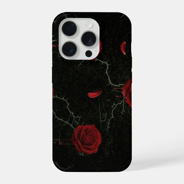 Dark Red Roses Thorns Gothic Pattern iPhone Case (Back)