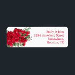 Dark Red Roses Wedding Name Return Address<br><div class="desc">A flourish of red roses and greenery is on the left hand side with your return name and address details aligned to the right which are easily personalised to your own. You can also change the text color, font and alignment if you wish via the Customise Further option. Matching items...</div>