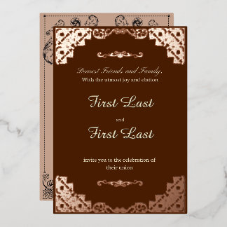 Dark Red Royalty Foil Wedding Invitation