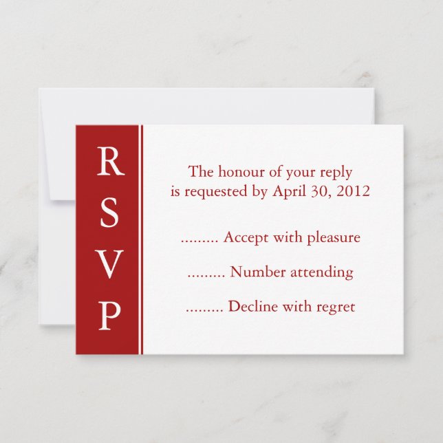 Dark Red RSVP, Response or Reply Cards (Front)