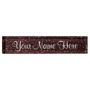 Dark Red Ruby Glitter Nameplate
