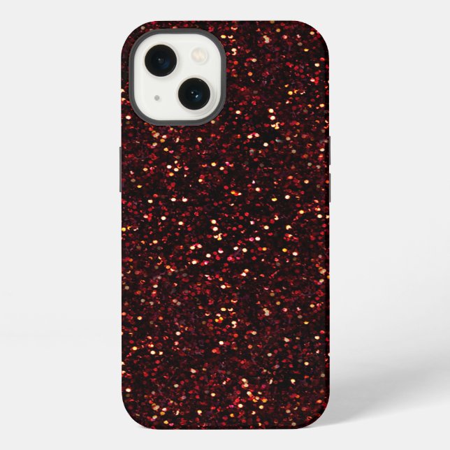 Dark Red Ruby Glitter Print iPhone Case (Back)