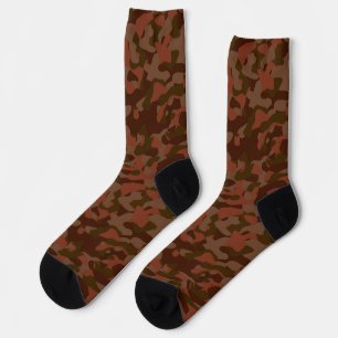 Dark red, Salmon and Olive camo abstract Socks