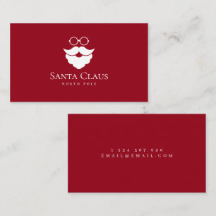 Dark Red Santa Claus Logo North Pole Minimalist Business Card