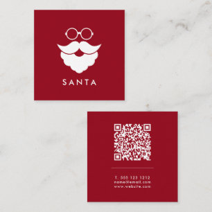 Dark Red Santa Services Minimal Cool Fun QR Code Square Business Card
